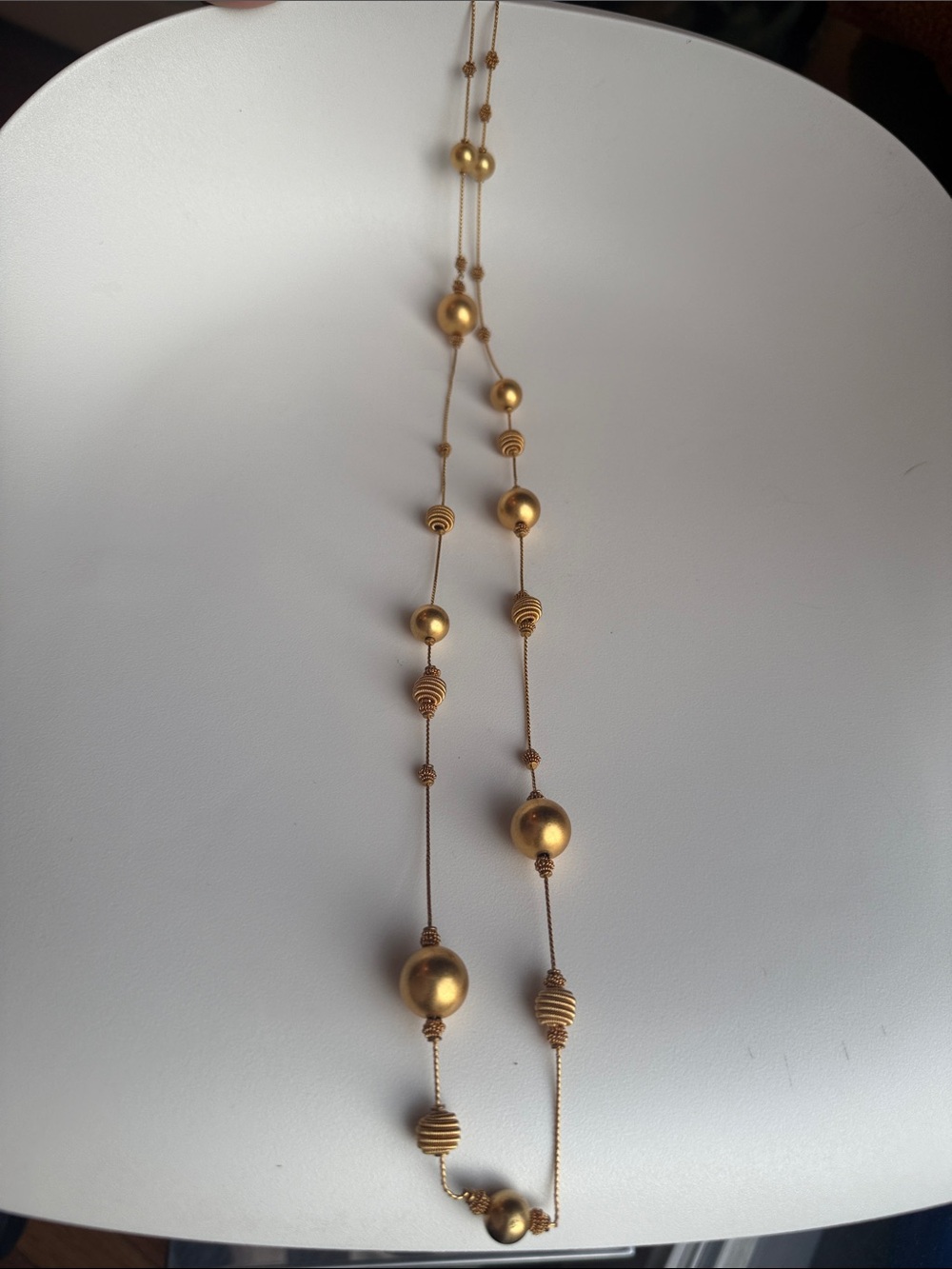 Anne Klein Elegant Gold Bead Station Necklace for Women